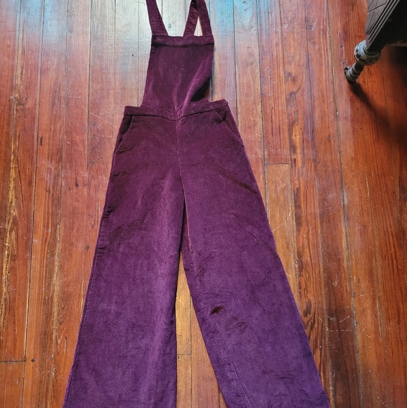 Xhilaration Pants - Xhilaration Burgundy corduroy wide legged overalls small